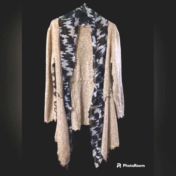 Vintage K.d. Spring Cardigan Black Pipe Stitching Faux Scarf Embroidered… - Picture 14 of 15